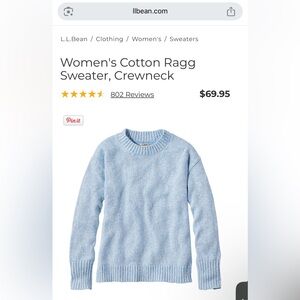 L.L. Bean Cotton Ragg Crewneck Women's Regular